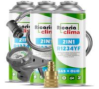 Ricaria Clima - R1234yf Kältemittel Gas mit Öl mit Schlauch und YF Adapter - Auto Klimaanlage Nachfüllen - 3 x 235 g - ECO