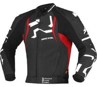 Richa Stradale perforierte Motorrad Lederjacke, schwarz/rot/weiß, Größe 56