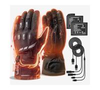 RIDEIRON Beheizbare Motorradhandschuhe Winter - Handschuhe mit Fingerspitzen-Heizung, 3 Stufen & Smart-Modus, Akku Wiederaufladbar, Wasserdicht & Touchscreen (M-XXL) (Schwarz, L)