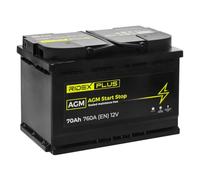 RIDEX PLUS 1S0007P AGM Start-Stop Autobatterie 70Ah 760A 12V Starterbatterie B13 DIN/ISO L3 ersetzt Batterie 65Ah 63Ah 60Ah