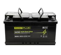 RIDEX PLUS 1S0036P AGM Start-Stop Autobatterie 95Ah 860A 12V Starterbatterie B13 DIN/ISO L5 ersetzt Batterie 90Ah 85Ah 80Ah
