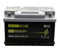 RIDEX PLUS 1S0046P EFB Start-Stop Autobatterie 65Ah 680A 12V Starterbatterie B13 DIN/ISO LB3 ersetzt Batterie 63Ah 60Ah Kompatibel mit VW Transporter V Bus 7HB, 7HJ, 7EB, 7EJ, 7EF, 7EG, 7HF, 7EC
