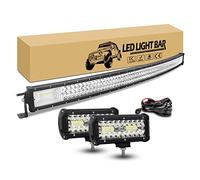 RIGIDON 127cm 648W gebogen led lichtbalken, 2 x 18cm 120W led offroad zusatzscheinwerfer und 12v kabelbaum kit, wasserdicht led arbeitsscheinwerfer bar für auto kfz pkw lkw 4x4 fahrzeuge