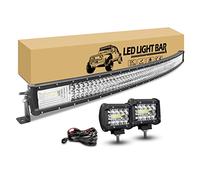 RIGIDON 132cm 52 zoll 675W led lichtbalken gebogen, 2 x 10cm 60W led offroad zusatzscheinwerfer und 12v kabelbaum kit, arbeitsscheinwerfer lampe led bar für auto kfz pkw lkw 4x4 fahrzeuge
