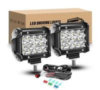 RIGIDON 2 Pcs Led Scheinwerfer 12V mit Kabelbaum Kit, 10 cm 4 Zoll 36W | Led Arbeitsscheinwerfer Spot Offroad Zusatzscheinwerfer für Auto Traktor SUV ATV PKW LKW Fahrzeuge, 6000K Weiß Arbeitslicht