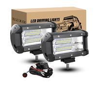 RIGIDON 2 Pcs Led Scheinwerfer 12V mit Kabelbaum Kit, 13 cm 5 Zoll 72W | Led Arbeitsscheinwerfer Flood Offroad Zusatzscheinwerfer für Auto Traktor SUV ATV PKW LKW Fahrzeuge, 6000K Weiß Arbeitslicht