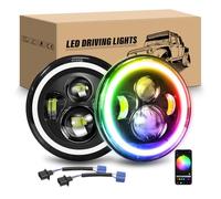 RIGIDON 2Pcs 7 Zoll Runde Led Scheinwerfer, 50W 5000LM Weißer RGB Scheinwerfer, 4 Modi DRL Hi/Lo Beam Zusatzscheinwerfer Offroad Beleuchtung für Auto Wrangler JK TJ LJ CJ Humm-er JP
