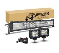 RIGIDON 56cm 22 zoll 270W led lichtbalken gebogen, 2 x 10cm 60W led offroad zusatzscheinwerfer und 12v kabelbaum kit, arbeitsscheinwerfer lampe led bar für auto kfz pkw lkw 4x4 fahrzeuge