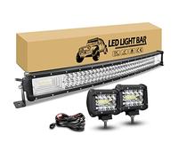 RIGIDON 81cm 32 zoll 405W led lichtbalken gebogen, 2 x 10cm 60W led offroad zusatzscheinwerfer und 12v kabelbaum kit, arbeitsscheinwerfer lampe led bar für auto kfz pkw lkw 4x4 fahrzeuge