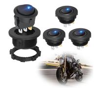 Riisoyu 4 Stück DC 12V 20A Runde Wippschalter kippschalter, 3 Pin Rund EIN/AUS Schalter Selbsthemmung Wippschalter Wasserdicht Kippschalter mit LED Licht für Auto Marine Boot Beleuchtet KFZ Yacht