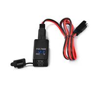 Riloer H847595 Ladegerät Adapter Motorrad SAE auf USB, DC12V-24V Dual USB mit wasserdichter Abdeckung 5V/4.2A Motorradladegerät mit integriertem blauen LED-Voltmeter