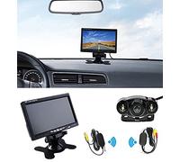 Riloer Wireless Rückfahrkamera Kit, 7 Zoll digitaler HD TFT LCD Monitor + wasserdichte Rückfahrkamera mit Nachtsicht, 170° Weitwinkel, passend für die meisten 12V Fahrzeuge