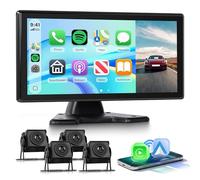 Rimoody 1080P Rückfahrkamera 4 Kameras Set mit Wireless Carplay Android Auto, 10.36 Zoll Monitor 4 Geteilte Bildschirm, Bluetooth/FM Sender/Loop Video/WiFi Video/Parkmonitor für LKW/Bus/Van/Wohnmobile