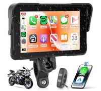 Rimoody 5 Zoll Carplay Bildschirm für Motorrad mit Lenkradsteuerung Abnehmbarer Ständer, Kabellos Carplay & Android Auto Display für Motorräder, Wireless CarPlay Autoradio IP68 Wasserdichter Bluetooth