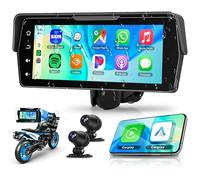 Rimoody 6.86 Zoll Carplay Display für Motorrad mit Dashcam 2 Kameras Vorne Hinten für Motorräder Wireless CarPlay Bildschirm Android Auto/IP68 Wasserdichter/Loop Video/Bluetooth/Mirror Link/Navi/EQ