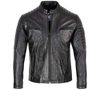 Rock Creek Herren Lederjacke Biker Jacke Echtleder Motorradjacke Leder Jacken Herrenjacke Braun Winterjacke Übergangsjacke H-183 Schwarz 3XL