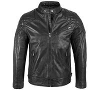Rock Creek Herren Lederjacke Biker Jacke Echtleder Motorradjacke Leder Jacken Herrenjacke Braun Winterjacke, XL, Schwarz H-180