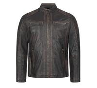 Rock Creek Herren Lederjacke Biker Jacke Echtleder Motorradjacke Leder Jacken Herrenjacke Kentkragen Winterjacke Übergangsjacke H-383 Schwarz 3XL