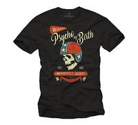 Rockabilly T-Shirt Herren - Motorrad Motiv - Psycho by Birth - Motorradhelm Skull schwarz XXXXL