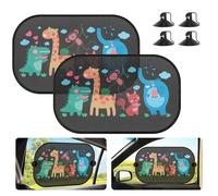 Romon Sonnenschutz Auto Baby mit UV Schutz, Autofenster Sonnenschutz Kinder, Auto Sonnenschutz Seitenscheibe 50x30cm, 2 Stück mit süßen Tier Motiven
