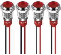 Rote LED Signalleuchten, 10 mm, 12-24 V, Metallplatte, Plattenmontage, 4 Stück