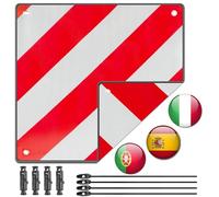 Rppiup Warntafel Fahrradträger Aluminium, 2 in 1 Warntafel Italien Spanien mit 4 Spanngurte, Reflektierend Rot Weiß Warnschild 50x50cm für Fahrradträger, Heckanhänger, Auto, Wohnmobil, Camping