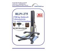RUDETRANS 1 Säulen Hebebühne MOBIL, 230 V Anschluß, 2,7 to. NEU inkl. ÖL