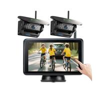 Rückfahrkamera 1080P Solar Wireless Backup Kamera Kits 5'' HD Monitor BSD Blind Spot Detection Alarm DVR Magnetische Halterung Solar Ladung Für LKW(2 Cameras Kit)