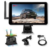 Rückfahrkamera Kabellos Solar Magnetische Rückfahrkamera Funk mit 10000mAh Akku, Hodozzy 7 Zoll IPS Touchscreen Monitor DVR-Aufnahme, IP68 Wasserdicht Nachtsicht Typ-C-Ladung Toter-Winkel-Warnung
