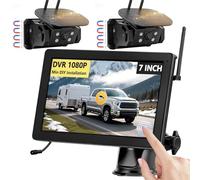 Rückfahrkamera Kabellos Solar Magnetische Rückfahrkamera Funk VASTEND 7'' 1080P Touchscreen IPS Monitor, 9600mAh Akku, 1 Min Einrichtung, IP69 wasserdicht Rückfahrkameras für Wohnmobile,Anhänger,LKW