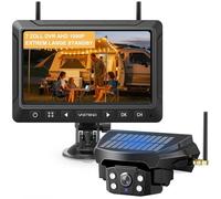 Rückfahrkamera Kabellos Solar Magnetische Rückfahrkameras Funk mit 10000mAh Akku, 7" Drahtlose Rückfahrkamera, IP69 Wasserdichter, Infrarot-Nachtsichtgerät, für Wohnwagen, LKW, Auto, Wohnmobil (VS-7E)