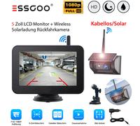 Rückfahrkamera Solar Kabellos 1080P Mit 5 Zoll Farb Monitor Einparkhilfe LKW Bus