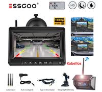 Rückfahrkamera Solar Kabellos 1080P Mit 7 Zoll Farb Monitor Einparkhilfe LKW Bus