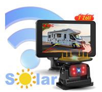 Rückfahrkamera Solar Kabellos Funk 150° + 7'' Farbmonitor Einparkhilfe LKW Bus