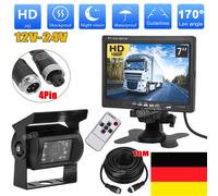 KFZ Rückfahrkamera mit 7'' Monitor Kit Wasserdicht Nachtsicht + 4Pin 10M Kabel