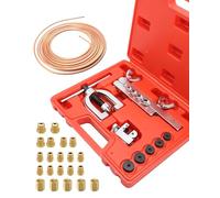 RUIZHI Bremsleitung Bördelgerät Kit - 7,62m, Ø4,75mm Bremsleitung, 45° Einfach und Doppelt Bördelgeräte für Bremsleitungen, mit 16 Anschlüssen+5 Verbinder, Geeignet für die Meisten Brems