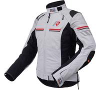 Rukka Armatou-R wasserdichte Damen Motorrad Textiljacke, schwarz-grau-rot, Größe 34