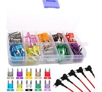 RUNCCI-YUN 125 pcs Mini KFZ Sicherung Set, Automotive Flachsicherungen -2A 3A 5A 7.5A 10A 15A 20A 25A 30A 35A +5 pcs Mini Autosicherungen Stromdieb Sicherungen Verteiler für PKW/Wohnmobil/LKW