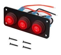 RUNCCI-YUN 12V/24V Schalter Panel, 3 Gang ，Auto Kippschalter Panel, Wasserdicht 3 Polig 2 Position Runden Wippschalter Kippschalter Panel mit Rot LED Licht für RV, Auto, Yacht, Marine