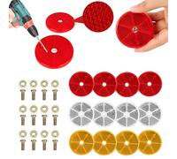 Rund Rückstrahler - 12 Stück 60mm Anhänger Reflektor Rund Mix Universal, Selbstklebend Katzenaugen Anhänger Inklusive M5 Schrauben + Muttern,für Anhänger LKW Wohnwagen (Weiß Orange Rot)