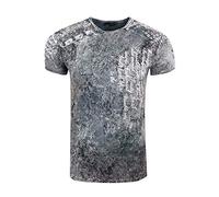Rusty Neal Herren T-Shirt Oxid Washed Vintage 'ORIGINAL NOS' Tshirt Herren-T-Shirt Knopfleiste Rundhals Stretch 195, Farbe:Anthrazit, Größe S-3XL:XL