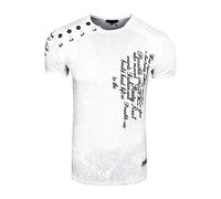 Rusty Neal Herren T-Shirt Oxid Washed Vintage 'ORIGINAL NOS' Tshirt Herren-T-Shirt Knopfleiste Rundhals Stretch 195, Farbe:Weiß, Größe S-3XL:XL