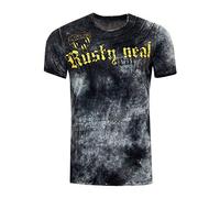 Rusty Neal T-Shirt Color Tie Dye Verwaschen in Batik-Optik Herren-Shirt mit Plakativen Front Print S M L XL XXL 3XL (Übergröße) Casual Fit Streetwear 156-1, Farbe:Anthrazit, Größe S-3XL:L