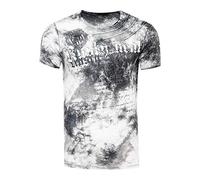 Rusty Neal T-Shirt Color Tie Dye Verwaschen in Batik-Optik Herren-Shirt mit Plakativen Front Print S M L XL XXL 3XL (Übergröße) Casual Fit Streetwear 156-1, Farbe:Grau, Größe S-3XL:3XL