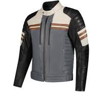 Rusty Stitches Steve Lederjacke Schwarz / Beige / Hellgrau / Braun M