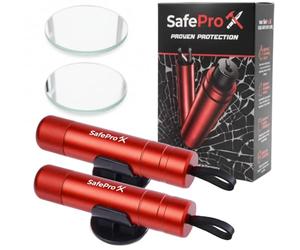 SafePro X Notfallhammer Auto mit Gurtschneider - Lebensrettender Kompakt Federkörner Glasbrecher - Sicherheit Rescue Tool & Scheiben Zertrümmerer für Schnelle Flucht bei Straße Unfällen (2er-Pack)