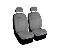 Saferide 2er Set Autositzbezüge PKW universal | Auto Sitzbezüge Velourslederimitat Grau für Airbag geeignet | für Vordersitze | 1+1 Autositze vorne