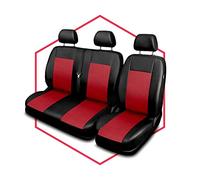 Saferide 2er Set Autositzbezüge Transporter universal | Bus Sitzbezüge Kunstleder Rot für Airbag geeignet | für Vordersitze | 1+2 Autositze vorne Nicht teilbar