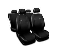 Saferide 3er Set Autositzbezüge PKW universal | Auto Sitzbezüge Kunstleder Schwarz für Airbag geeignet | für Vordersitze und Rückbank 1+1 Autositze vorne und 1 Sitzbank hinten teilbar Reißverschlüsse