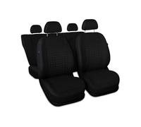 Saferide 3er Set Autositzbezüge PKW universal | Auto Sitzbezüge Kunstleder Schwarz für Airbag geeignet | für Vordersitze und Rückbank 1+1 Autositze vorne und 1 Sitzbank hinten teilbar Reißverschlüsse